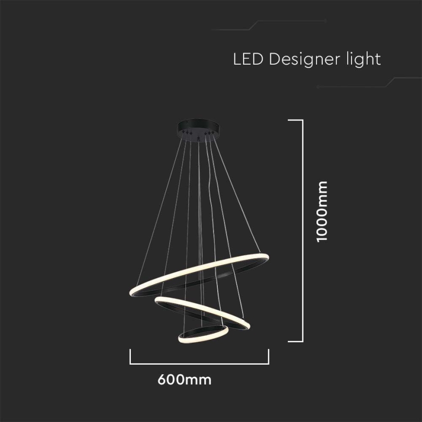 LED luster na sajli LED/32W/230V 3000K crno