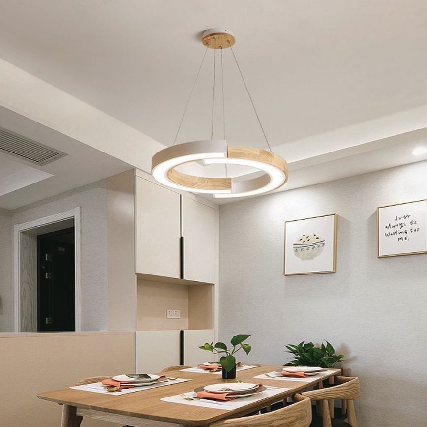 LED luster na sajli LED/32W/230V 4000K bela/drvo