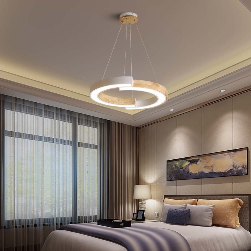 LED luster na sajli LED/32W/230V 4000K bela/drvo
