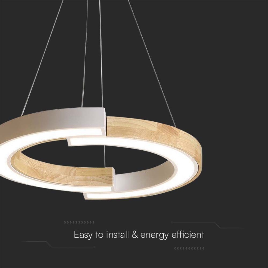 LED luster na sajli LED/32W/230V 4000K bela/drvo