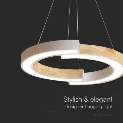LED luster na sajli LED/32W/230V 4000K bela/drvo
