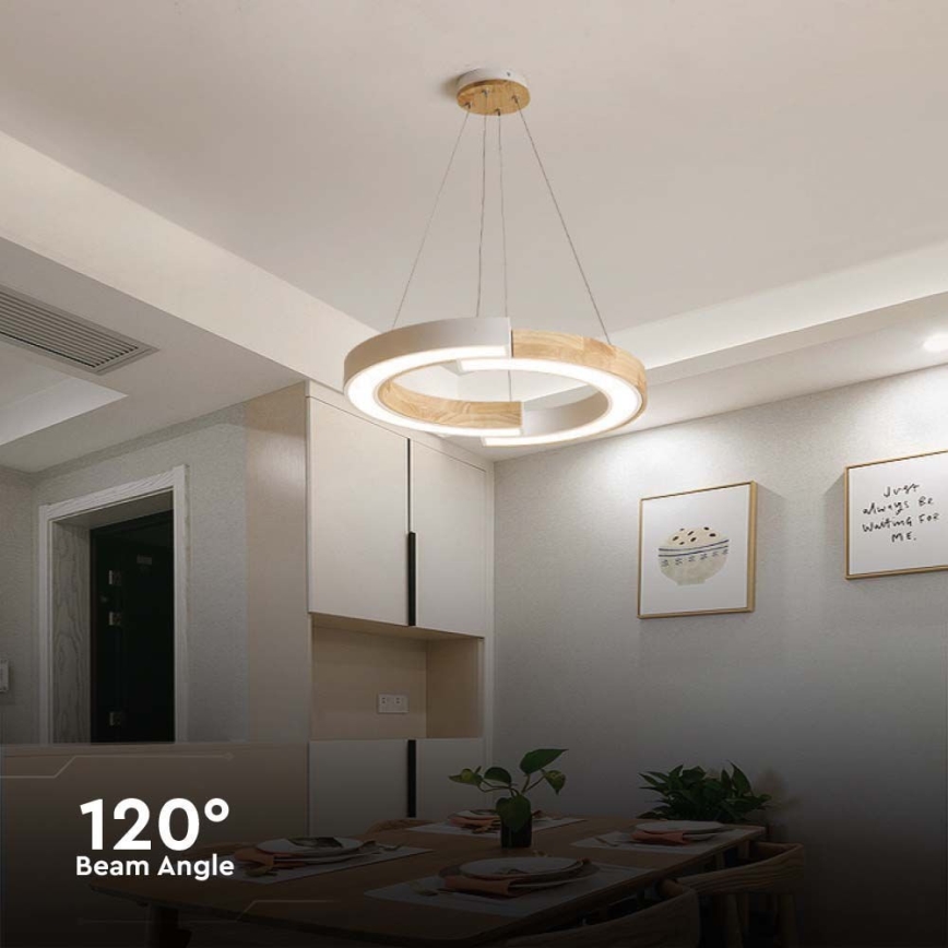 LED luster na sajli LED/32W/230V 4000K bela/drvo