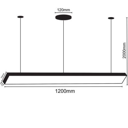 LED luster na sajli LED/32W/230V 4000K pr. 120 cm crno