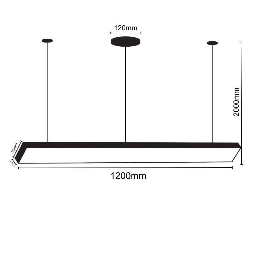 LED luster na sajli LED/32W/230V 4000K pr. 120 cm crno