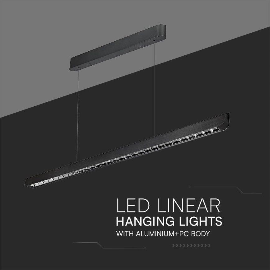 LED luster na sajli LED/36W/230V 3000/4000/6400K crno