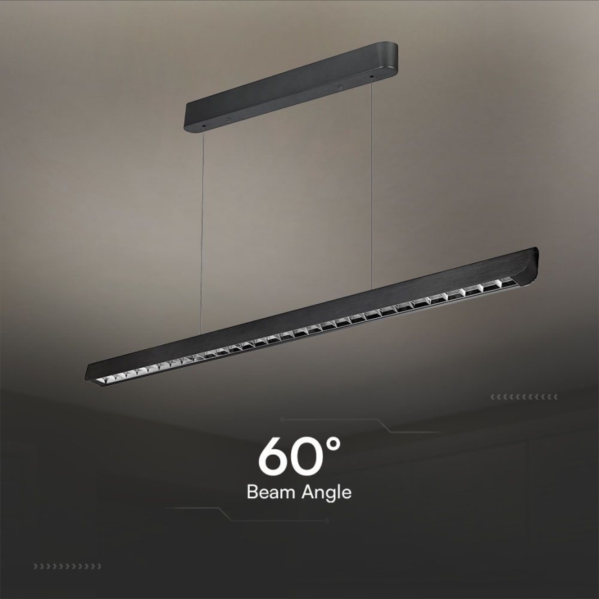 LED luster na sajli LED/36W/230V 3000/4000/6400K crno