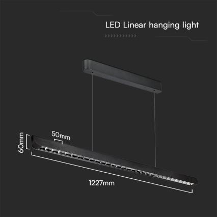 LED luster na sajli LED/36W/230V 3000/4000/6400K crno