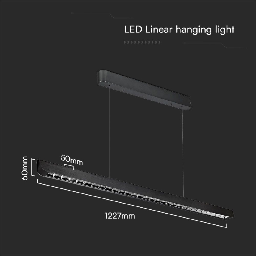 LED luster na sajli LED/36W/230V 3000/4000/6400K crno