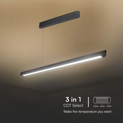 LED luster na sajli LED/36W/230V 3000/4000/6400K crno