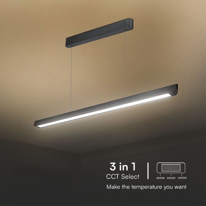 LED luster na sajli LED/36W/230V 3000/4000/6400K crno