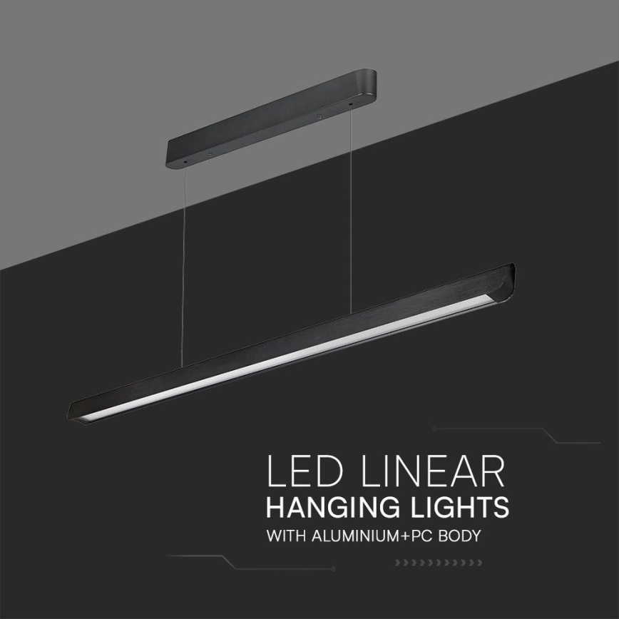 LED luster na sajli LED/36W/230V 3000/4000/6400K crno