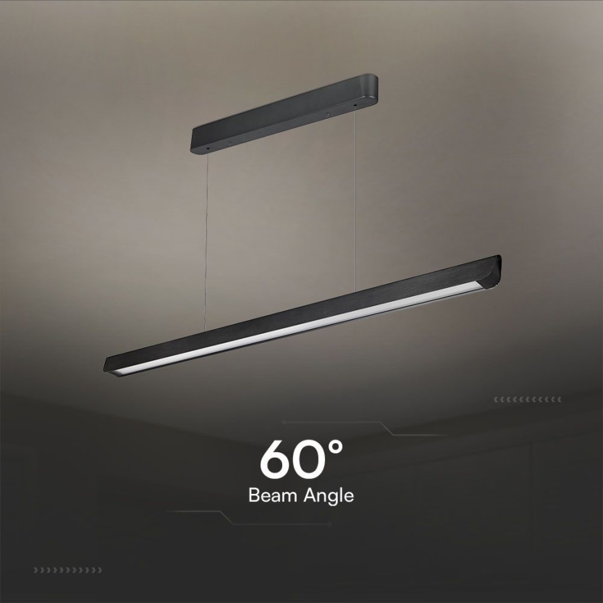 LED luster na sajli LED/36W/230V 3000/4000/6400K crno