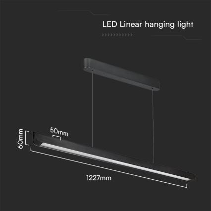 LED luster na sajli LED/36W/230V 3000/4000/6400K crno
