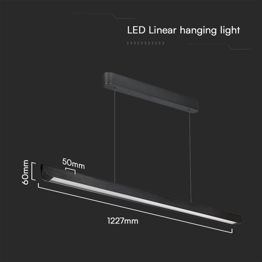 LED luster na sajli LED/36W/230V 3000/4000/6400K crno