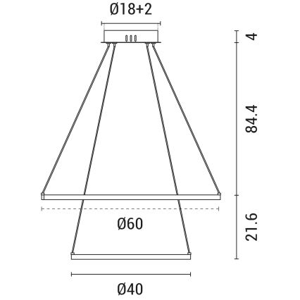 LED luster na sajli LED/37W/230V 3000K crno