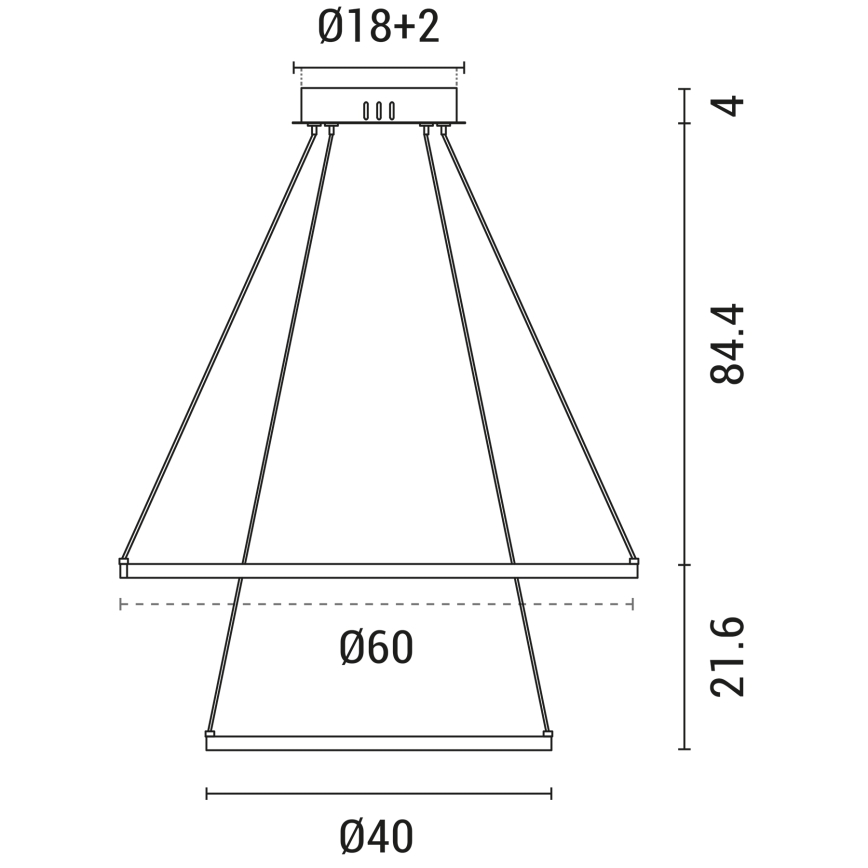 LED luster na sajli LED/37W/230V 3000K crno