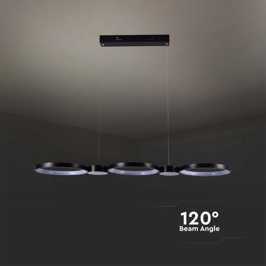 LED luster na sajli LED/38W/230V 3000K crno