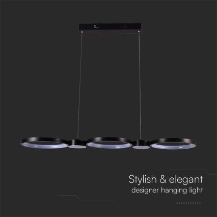 LED luster na sajli LED/38W/230V 4000K crno