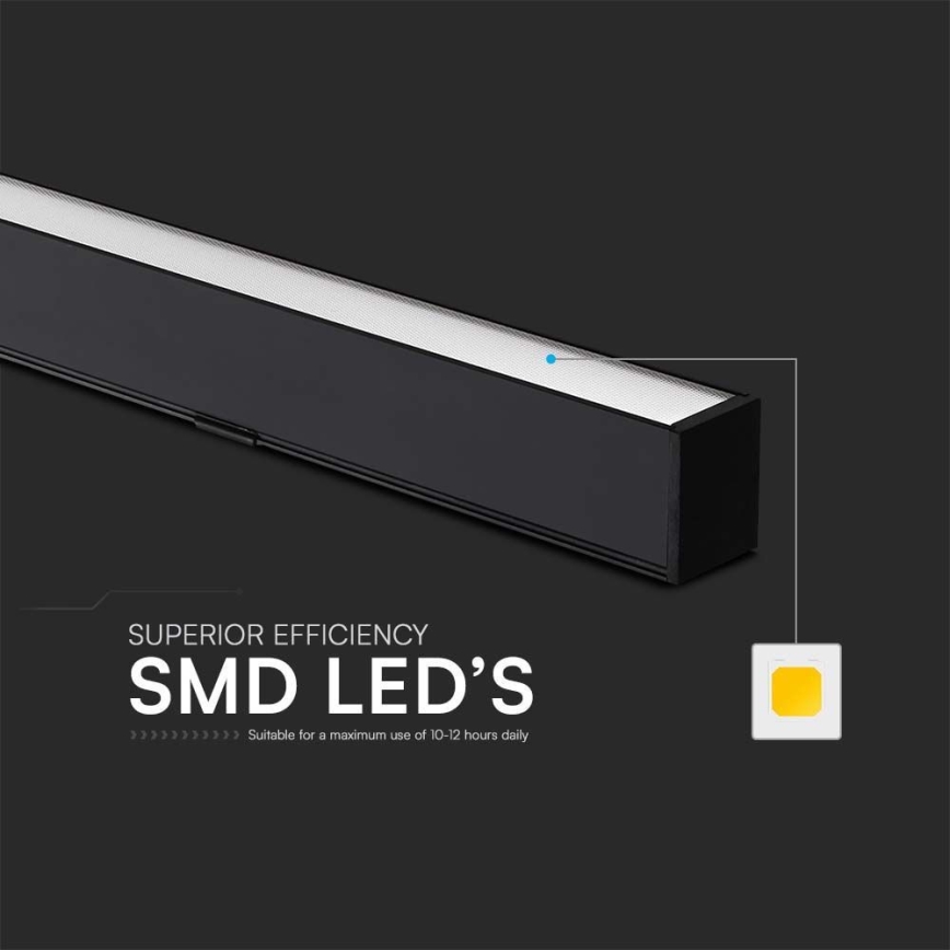 LED luster na sajli LED/40W/230V 3000/4000/6400K crno