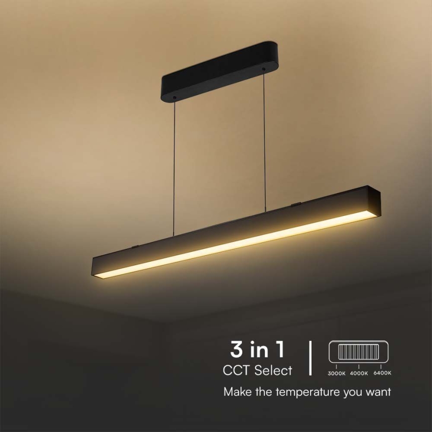 LED luster na sajli LED/40W/230V 3000/4000/6400K crno