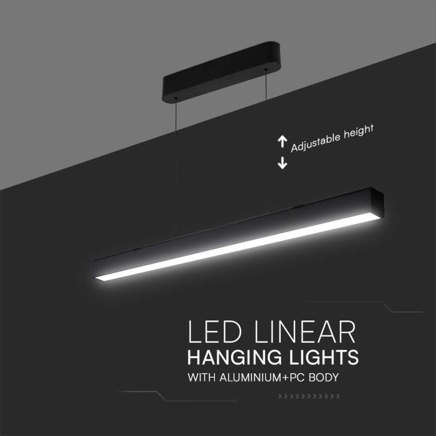 LED luster na sajli LED/40W/230V 3000/4000/6400K crno