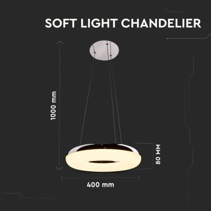 LED luster na sajli LED/40W/230V 3000K pr. 40 cm sjajni krom
