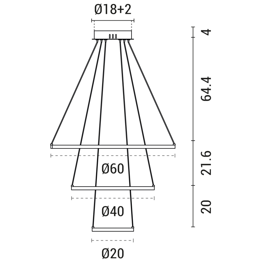 LED luster na sajli LED/42W/230V 3000K crno