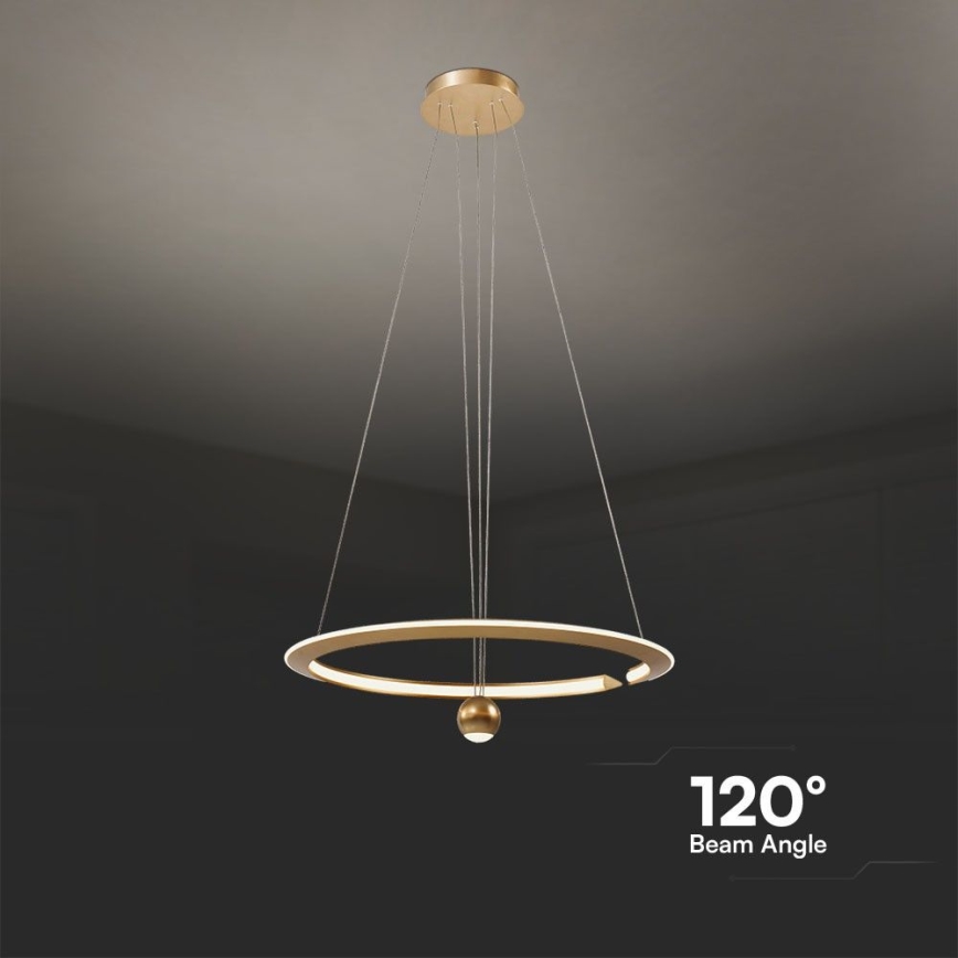LED luster na sajli LED/45W/230V 4000K pr. 62 cm zlatna