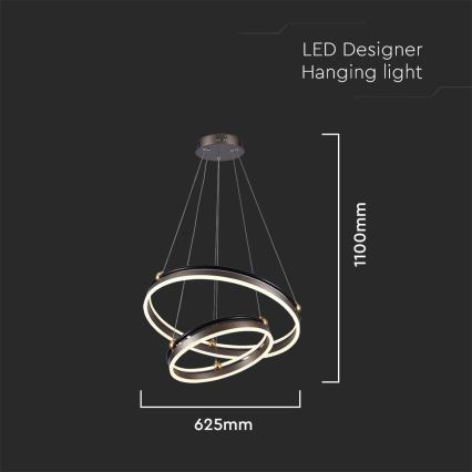 LED luster na sajli LED/50W/230V 3000K pr. 62 cm braon
