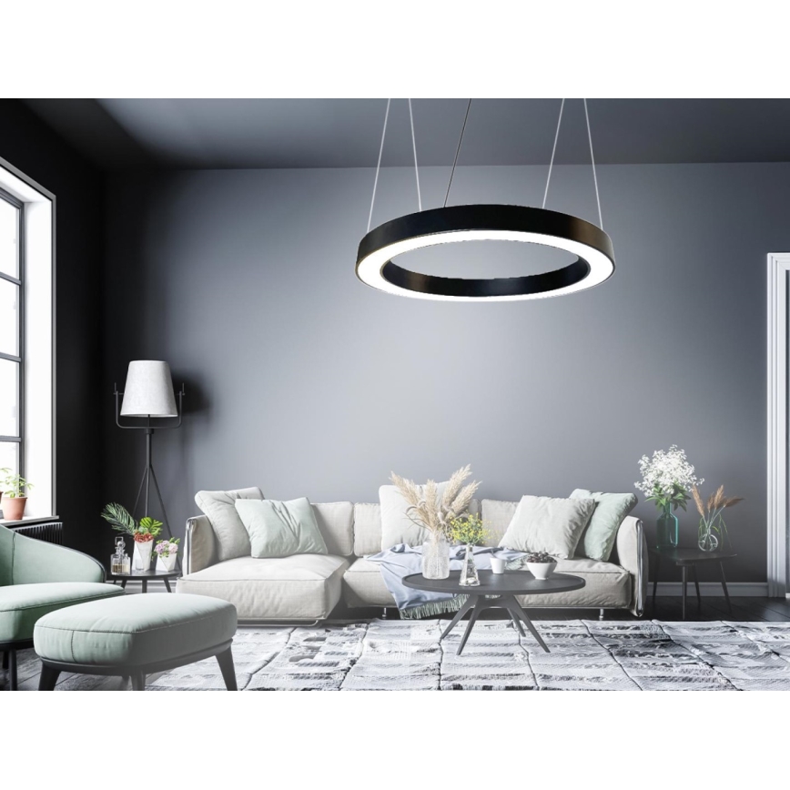 LED luster na sajli LED/50W/230V 4000K pr. 100 cm crno