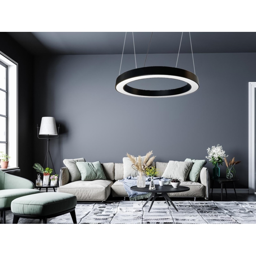 LED luster na sajli LED/50W/230V 4000K prečnik 100 cm crni