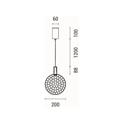 LED luster na sajli LED/6,3W/230V 3000K sjajni krom pr. 20 cm