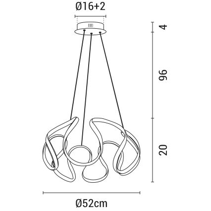 LED luster na sajli LED/60W/230V 3000K crno