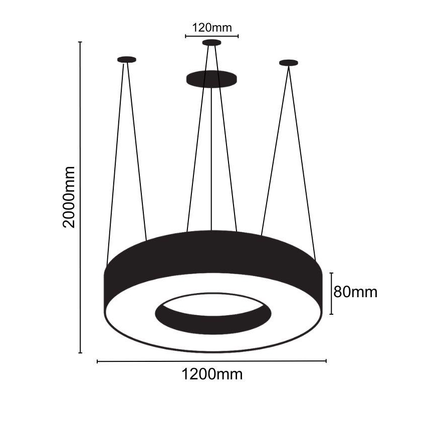 LED luster na sajli LED/60W/230V 4000K pr. 120 cm crno