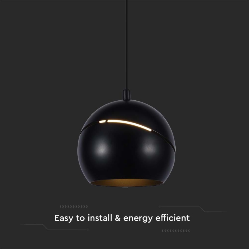 LED luster na sajli LED/8,5W/230V 3000K crno