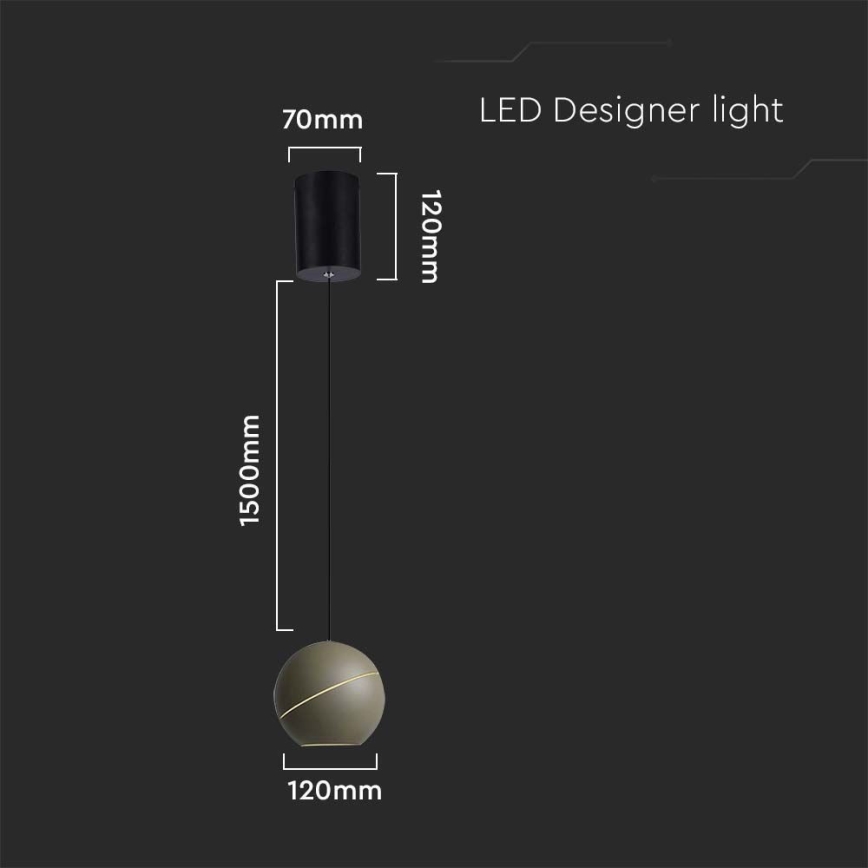 LED luster na sajli LED/8,5W/230V 3000K sivo