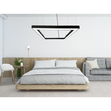 LED luster na sajli LED/80W/230V 4000K 120x120 cm crno