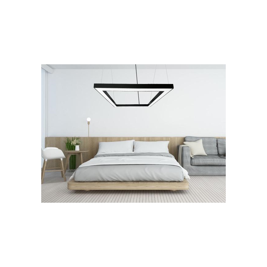 LED luster na sajli LED/80W/230V 4000K 120x120 cm crno