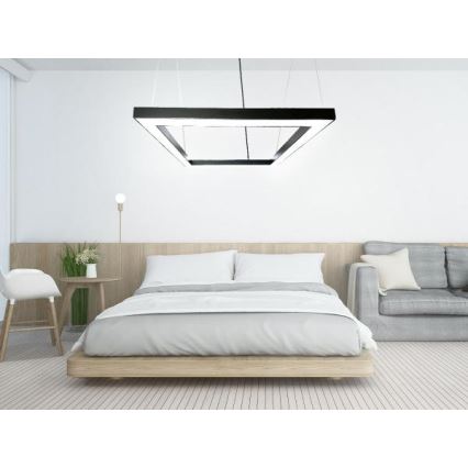 LED luster na sajli LED/80W/230V 4000K 120x120 cm crno
