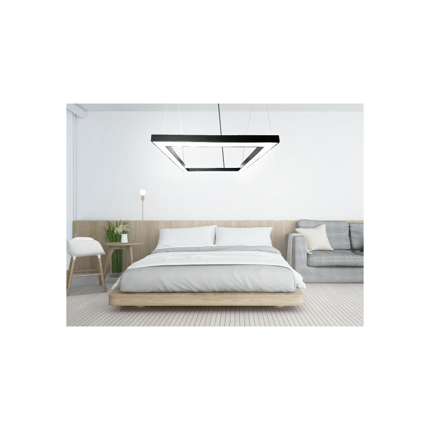 LED luster na sajli LED/80W/230V 4000K 120x120 cm crno