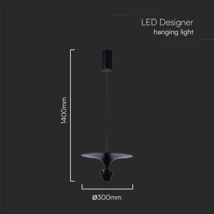 LED luster na sajli LED/9W/230V 3000K crno