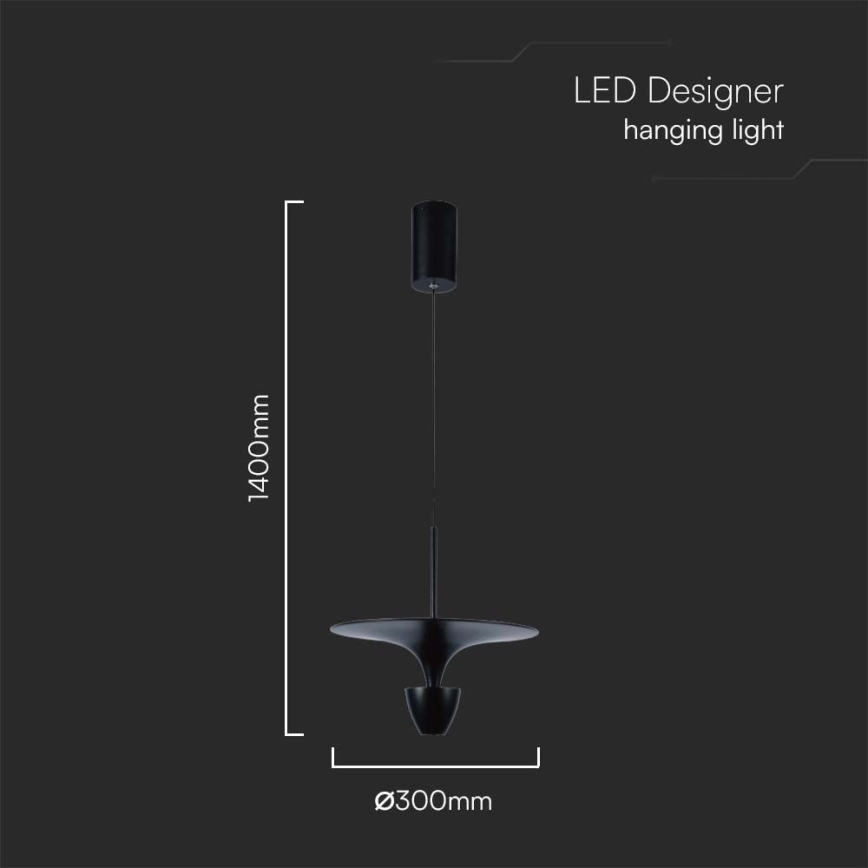 LED luster na sajli LED/9W/230V 3000K crno