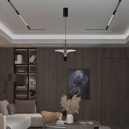 LED luster na sajli LED/9W/230V 4000K crno/zlatna