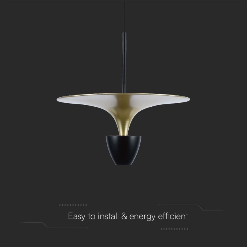 LED luster na sajli LED/9W/230V 4000K crno/zlatna