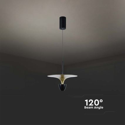 LED luster na sajli LED/9W/230V 4000K crno/zlatna