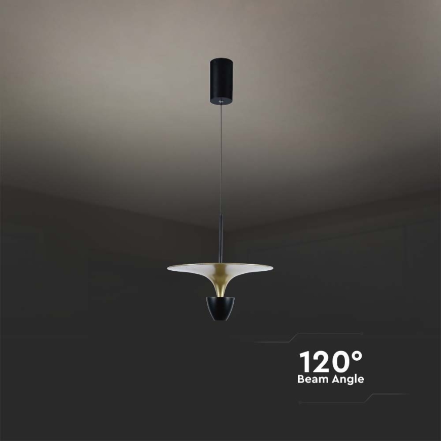 LED luster na sajli LED/9W/230V 4000K crno/zlatna