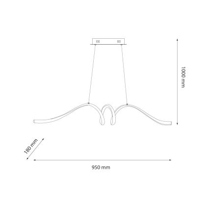 LED luster na sajli LOOP LED/28W/230V crno