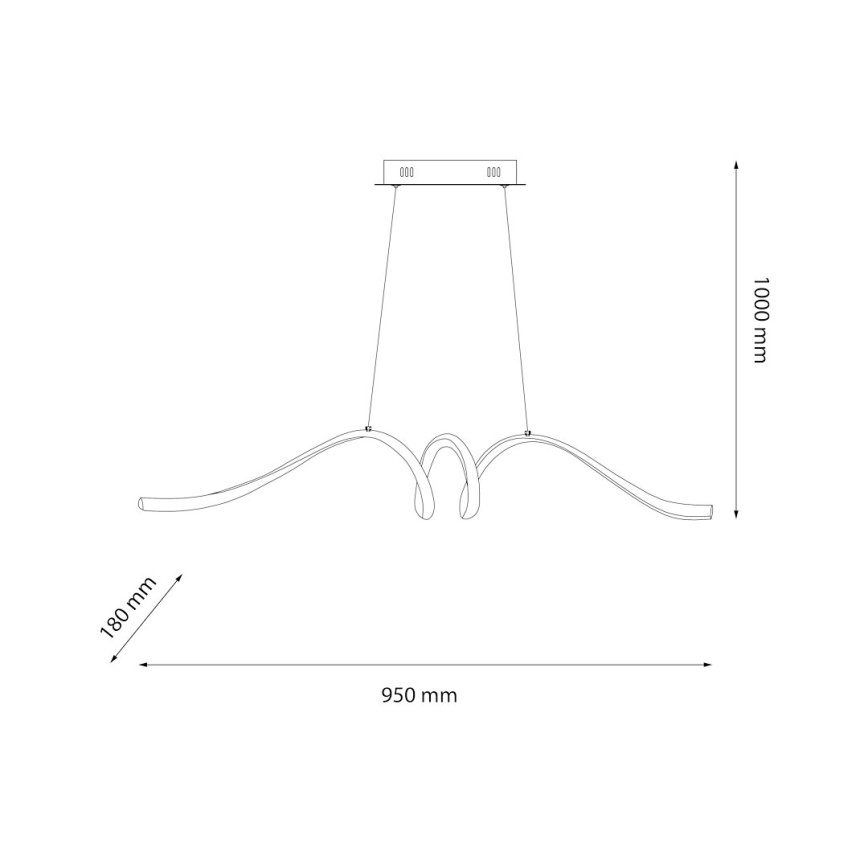 LED luster na sajli LOOP LED/28W/230V crno