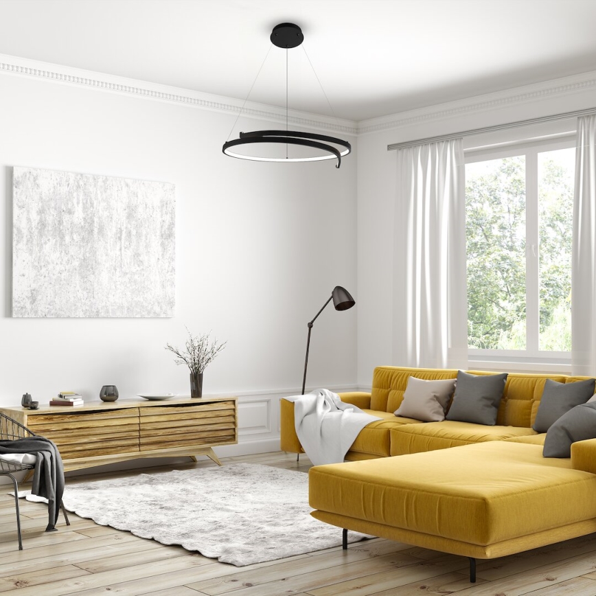 LED luster na sajli LORENZO LED/35W/230V crno