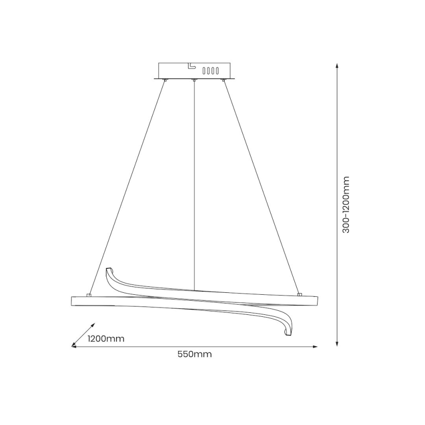 LED luster na sajli LORENZO LED/35W/230V crno